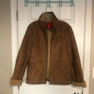 Espirit Faux Suede and Shearling Coat